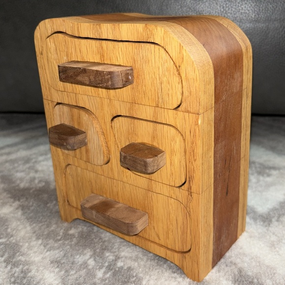 Handmade all Wood curved 4 drawer Trinket Box apothecary spice cabinet custom - Picture 10 of 11